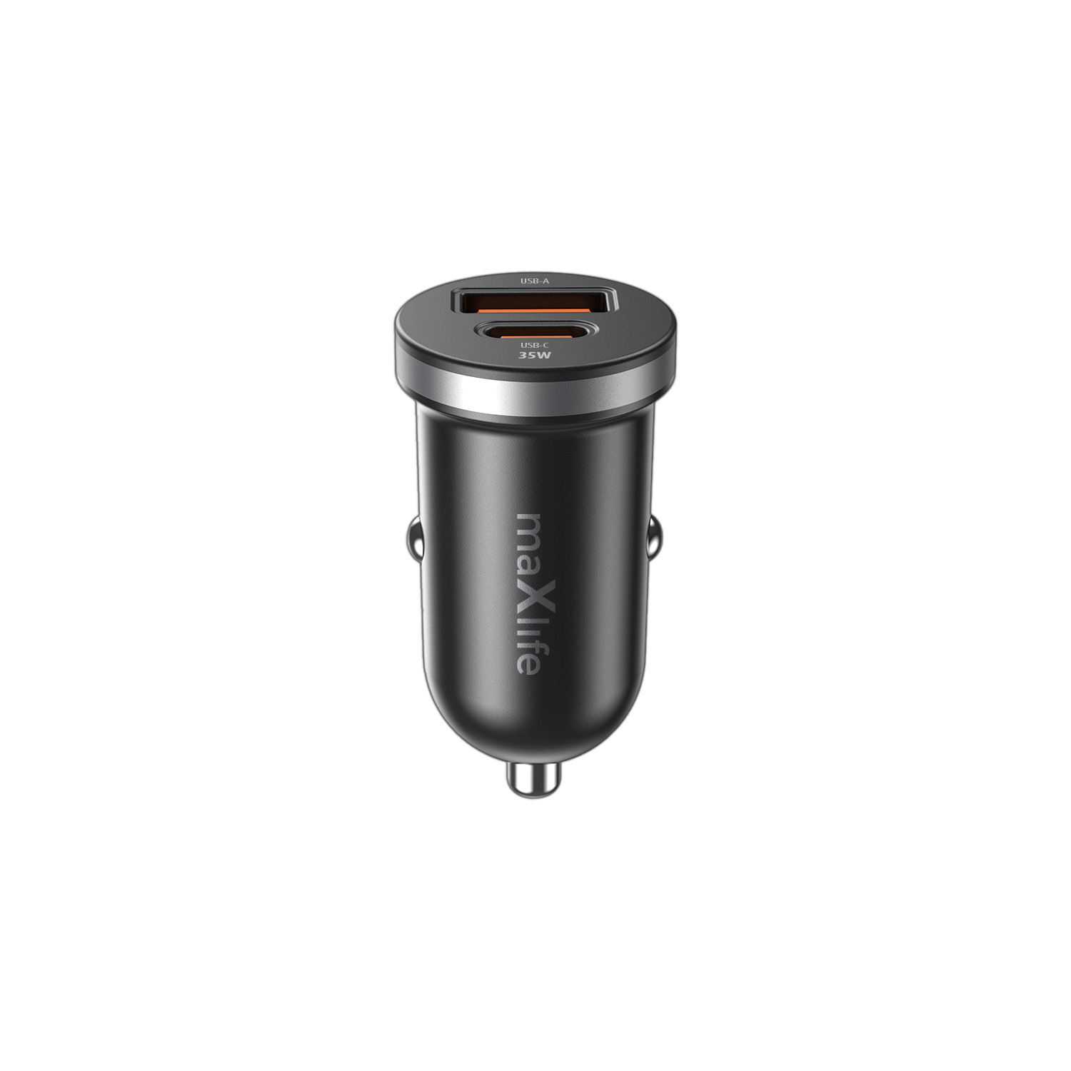 Maxlife MXCC-05 PD QC auto lādētājs 1x USB-C 1x USB 35W melns
