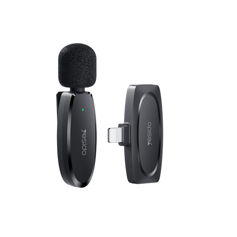 YESIDO MICROPHONE MEMS WITH CLIP KR12 LIGHTNING BEZVADU 2,4GHz, melns