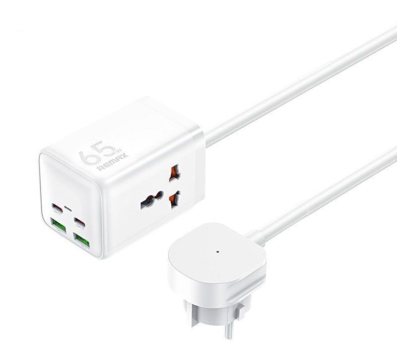 REMAX GAN POWER STRIP 65W RP-U157 2xUSB+2xUSB-C 1.5M balts