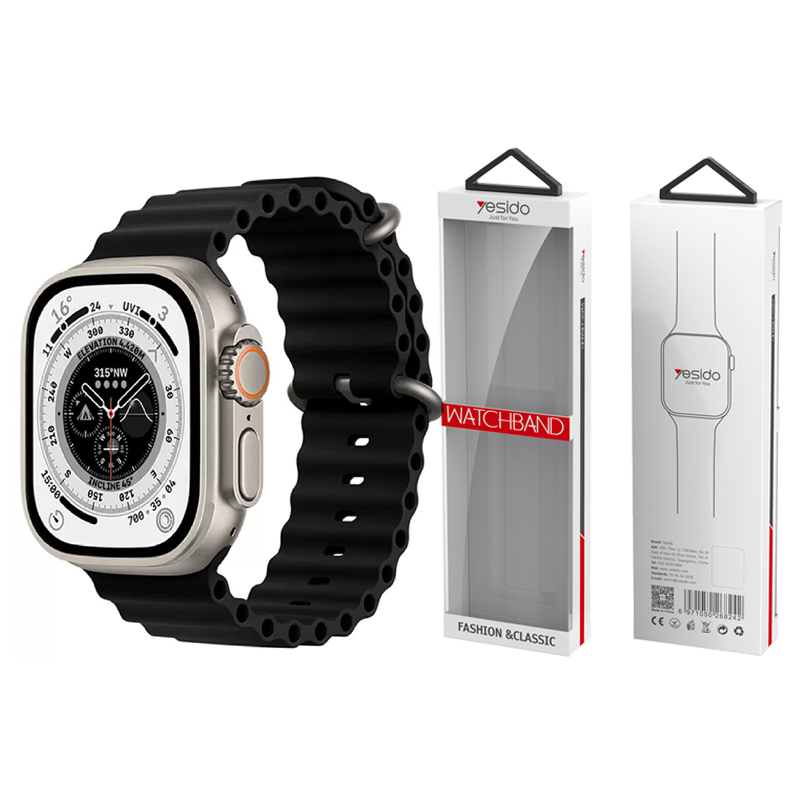 YESIDO WB21 APPLE WATCH SILIKONA SIKSNIŅA 42/44/45 melns