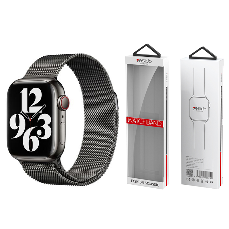 YESIDO WB22 APPLE WATCH MAGNETIC STAINLESS STEEL SIKSNIŅA (42/44/45/49) melns