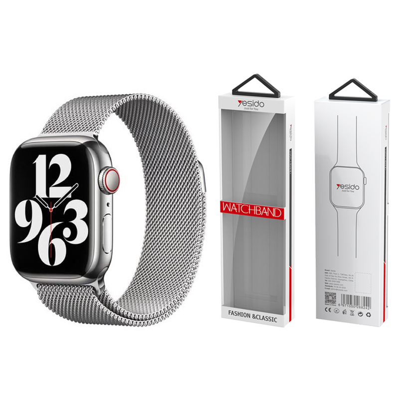 YESIDO WB22 APPLE WATCH MAGNETIC STAINLESS STEEL SIKSNIŅA (42/44/45/49) SILVER