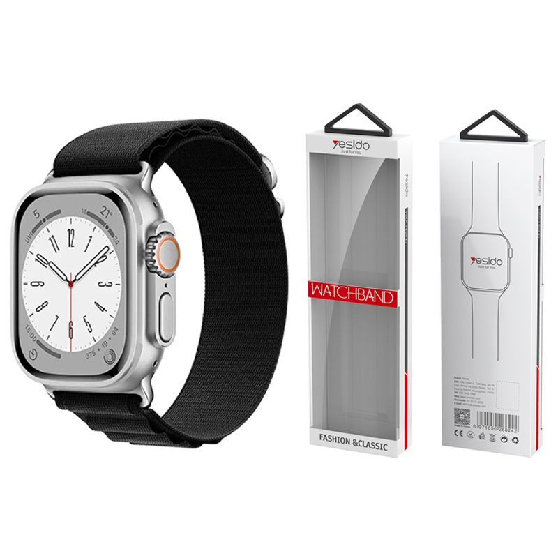 YESIDO WB24 APPLE WATCH SPORT SIKSNIŅA LOOP 38/40/41 melns