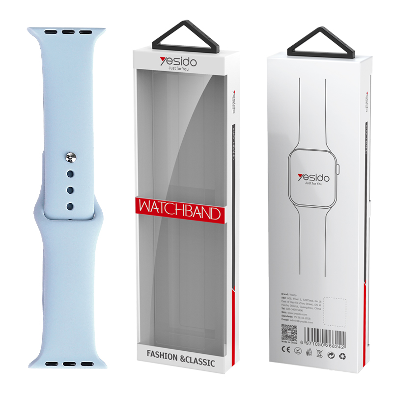 YESIDO WB44 SILIKONA SIKSNIŅA FOR iWATCH L 42/44/45 (97+140) #65 LIGHT zils