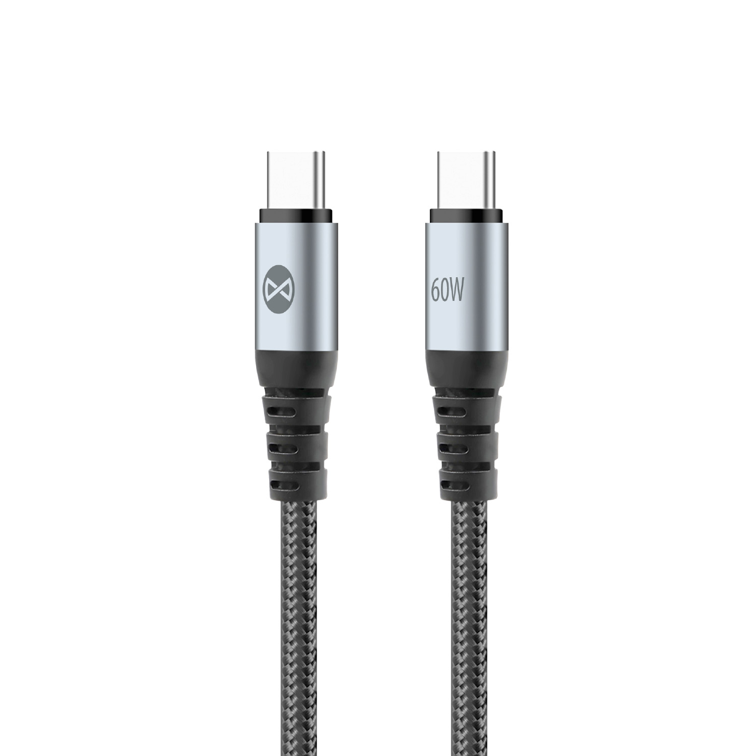 Forever Braix kabelis USB-C - USB-C 1,0 m 60W melns