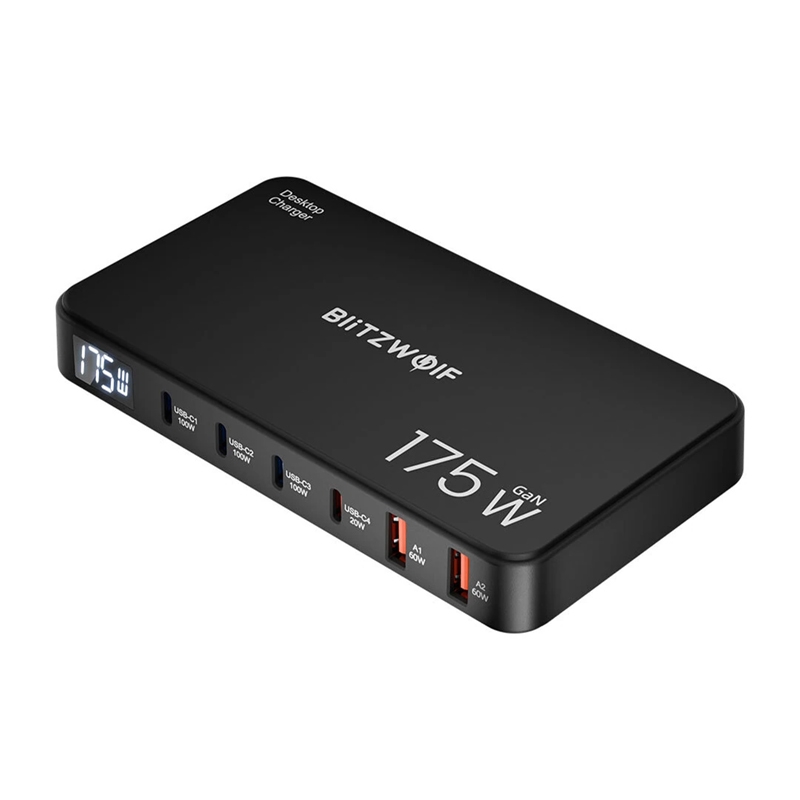 Blitzwolf BW-S30 6-in-1 uzlādes stacija 4xUSB-C + 2xUSB 175W