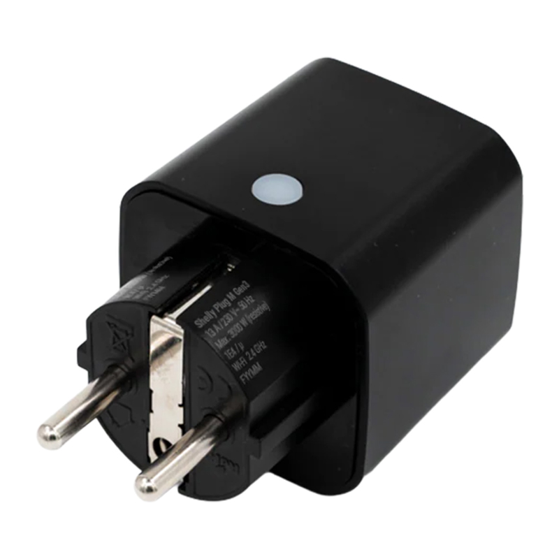 Shelly Plug PM Gen3 Matter 13A viedā kontaktligzda, melna
