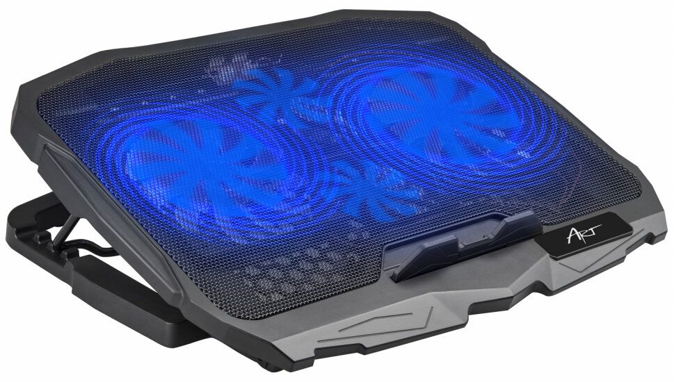 Cooling statīvs for laptop ART P4 2 x USB A LED melns
