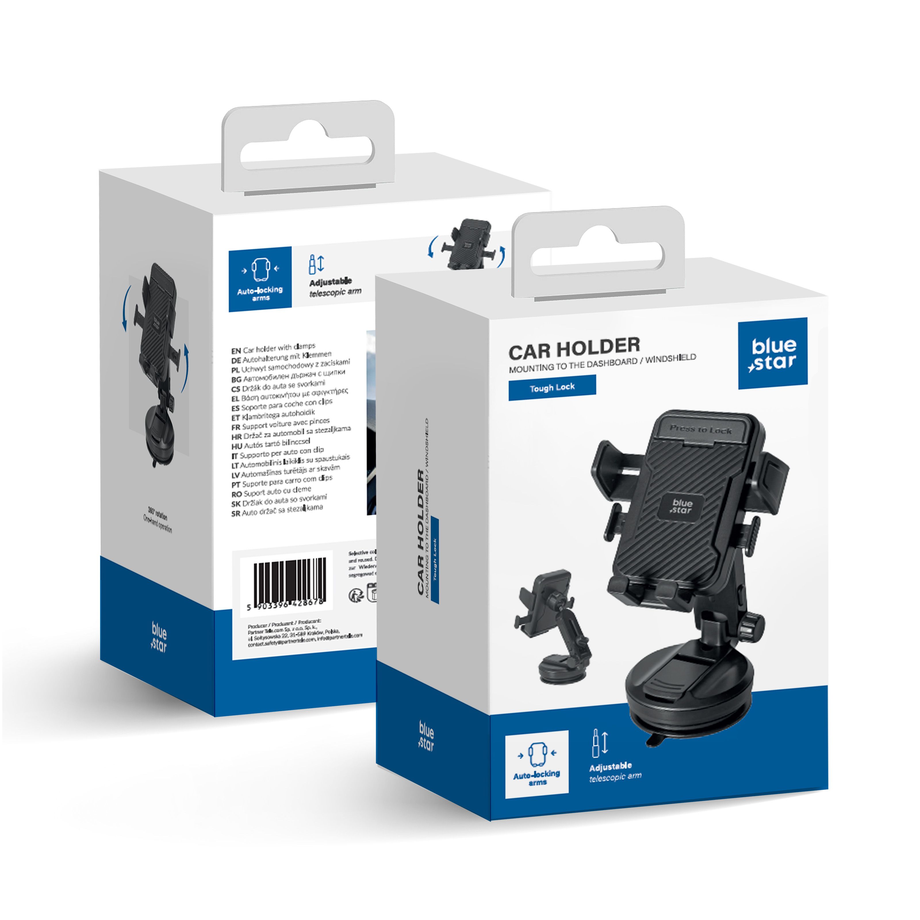 BLUE STAR Tough Lock car holder for windshield black