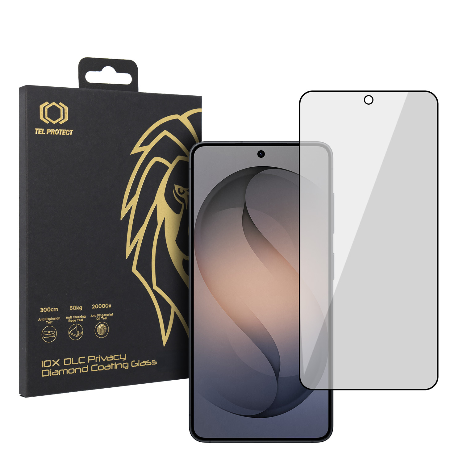 Tempered glass Tel Protect 10X Privacy DLC Diamond Coating for Samsung Galaxy S26 Plus (with fingerprint unlock)