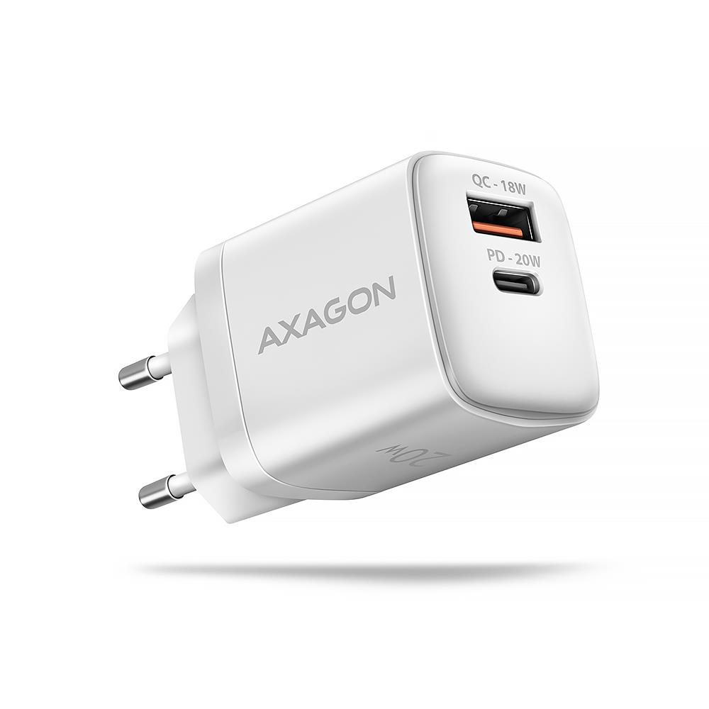 Axagon sienas USB lādētājs 20W 2 porti balts ACU-PQ20W