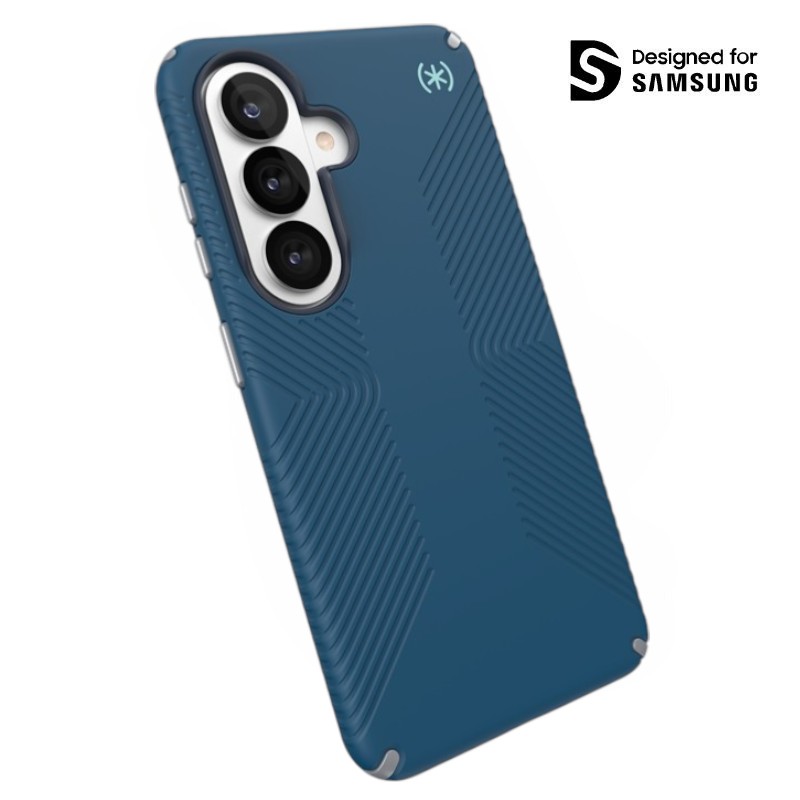 Speck Presidio2 Grip Magnet - Samsung Galaxy S26 MagSafe maciņš (Deep Sea/sudrabs Metallic/Spell zils)