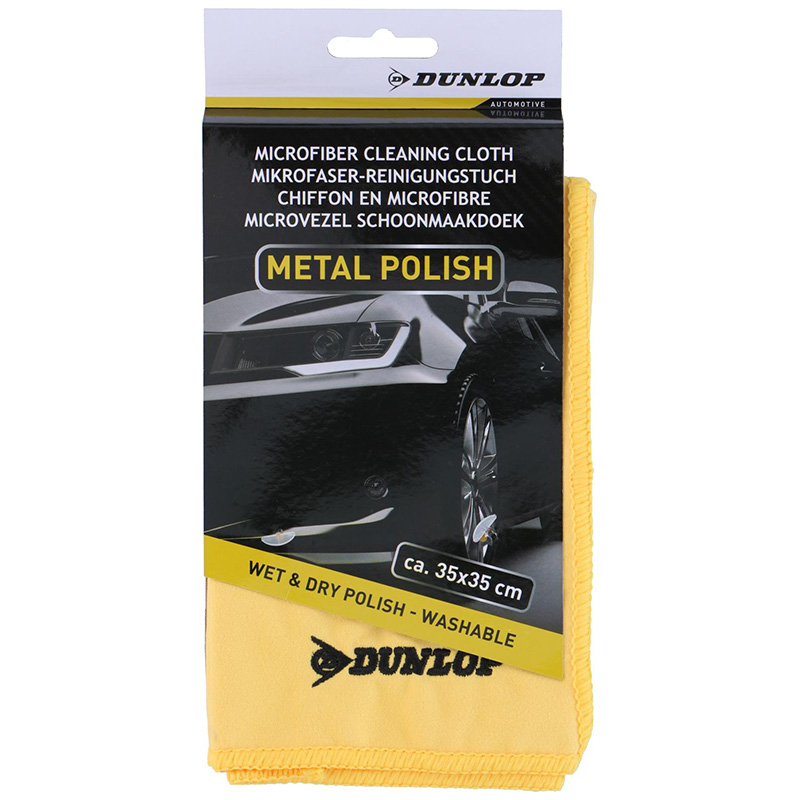 Dzeltena Dunlop Metal Polish mikrošķiedras pulēšanas drāna, 35 × 35 cm
