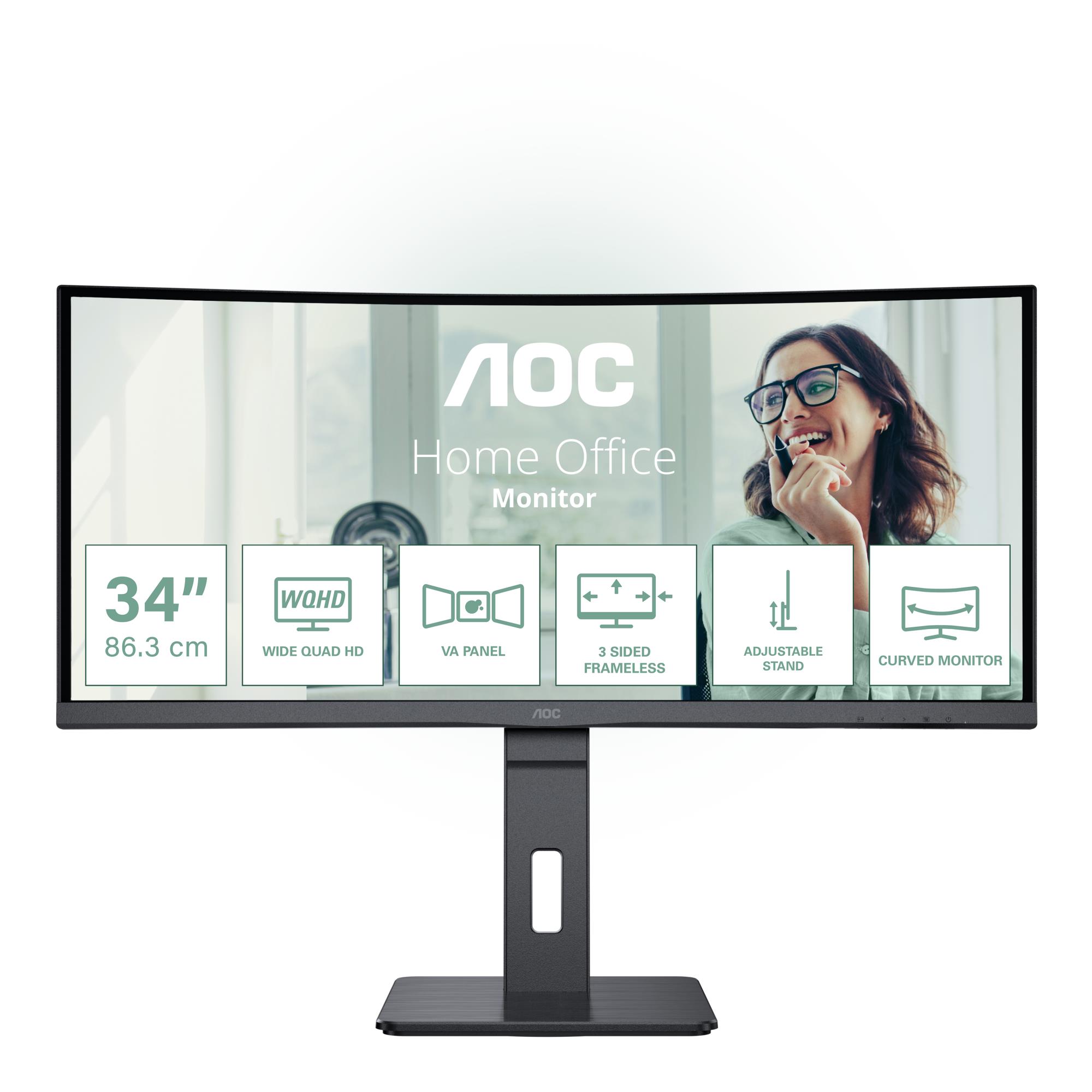 Monitors AOC 34" UltraWide QHD 3440x1440 LED Izliekts CU34P3CV