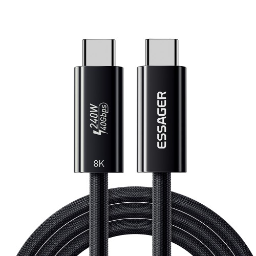USB Kabelis Essager Thunder melns Thunderbolt 4 Full Function 180cm