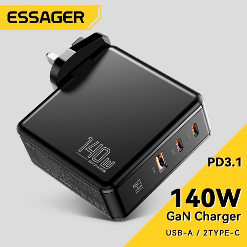 Lādētājs Essager "Gan Journey" Melns 140W (2xPD / QC3.0)