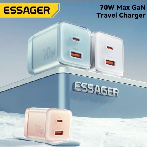 Lādētājs Essager "Color" zils 70W (PD / QC3.0)