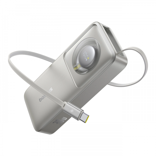 Portatīvais lādētājs Baseus "Free2Pull" pelēks 10000mAh 30W (PD) + iebūvēts "Type-C" kabelis