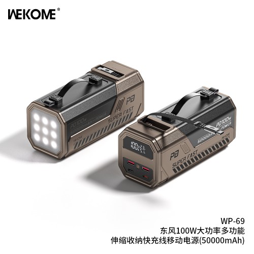 Portatīvais lādētājs WK Design "WP-69" pelēks 50000mAh (100W)