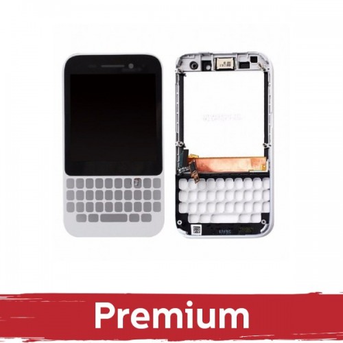 LCD Displejs Saderīgs ar Blackberry Q5 Balts ar Frame OEM