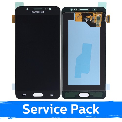 LCD Displejs Saderīgs ar Samsung J510 2016 J5 Melns (Service Pack)