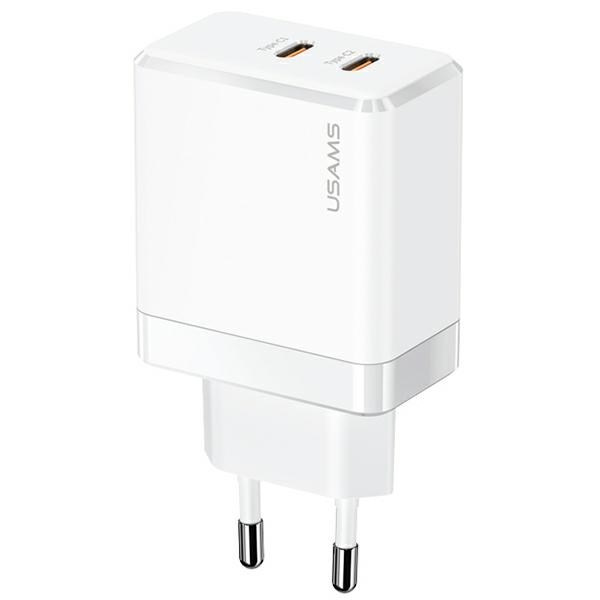 USAMS Tīkla lādētājs 2XUSB-C T54 40W (ONLY HEAD) PD FAST CHARGING balts CC172TC02 (US-CC172)