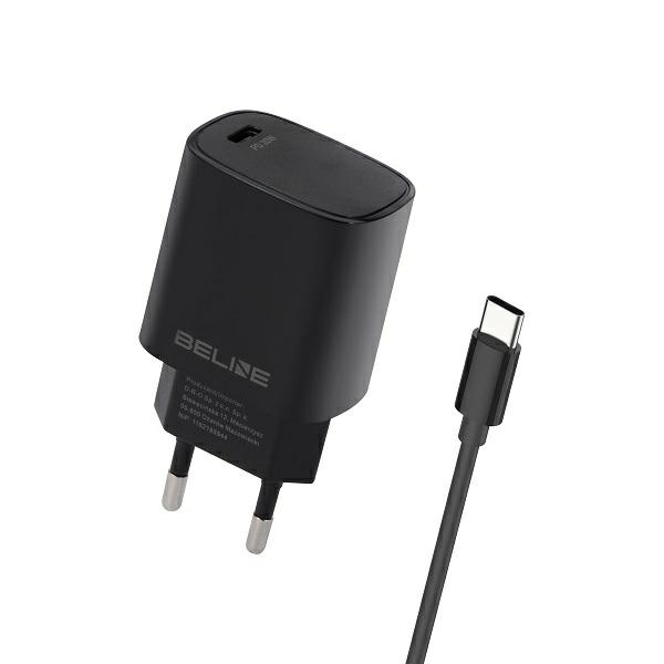 Beline Tīkla lādētājs 1x USB-C 20W + USB-C kabelis melna PD 3.0 BLNCB20C