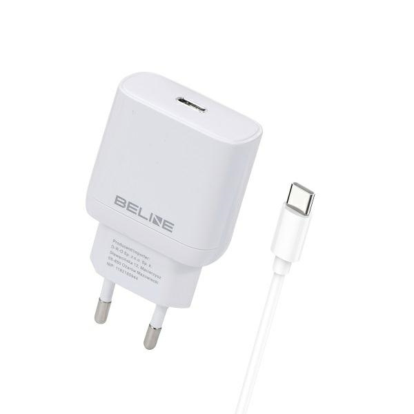 Beline Tīkla lādētājs 1x USB-C 30W + USB-C kabelis balta PD 3.0 BLNCW30C GaN