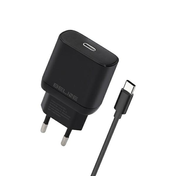 Beline Tīkla lādētājs 1x USB-C 30W + USB-C kabelis melna PD 3.0 BLNCB30C GaN