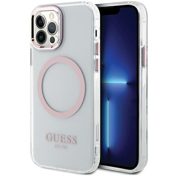 Guess GUHMP12MHTRMP iPhone 12/12 Pro 6.1" rozā/rozā hard maciņš Metal Outline Magsafe