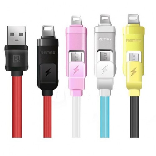 USB Kabelis Remax "International" RC-27 Melns 2in1 "MicroUSB / Lightning" 100cm