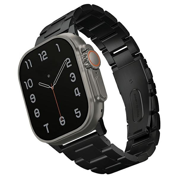 UNIQ siksniņa Osta Apple Watch 42/44/45/     49mm Series 1/2/3/4/5/6/7/8/9/10/SE/SE2/Ultra/Ultra 2 nerūsējošā tērauda melns/melns