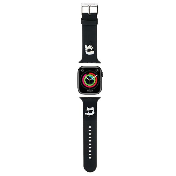 Karl Lagerfeld 3D Rubber Karl&Choupette Heads siksniņa for Apple Watch 42/44/45/49mm - melns