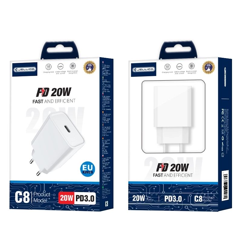 JELLICO sienas lādētājs C8 PD 20W 1xUSB-C Balts