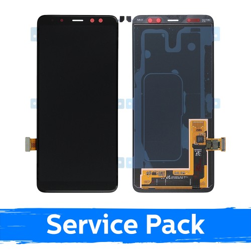 LCD Displejs Saderīgs ar Samsung A530 2018 A8 Melns (Service Pack)