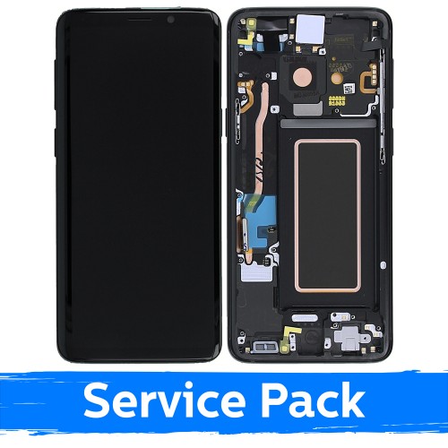 LCD Displejs Saderīgs ar Samsung G960 S9 Ar Frame / Midnight Melns / (Service Pack)