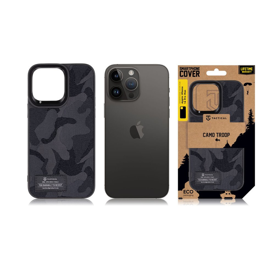 Tactical Camo Troop Maciņš for Apple iPhone 14 Pro Max Melns