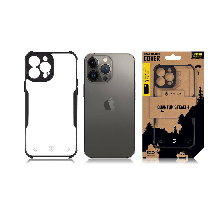 Tactical Quantum Stealth Maciņš for Apple iPhone 13 Pro Max Caurspīdīgs/Melns