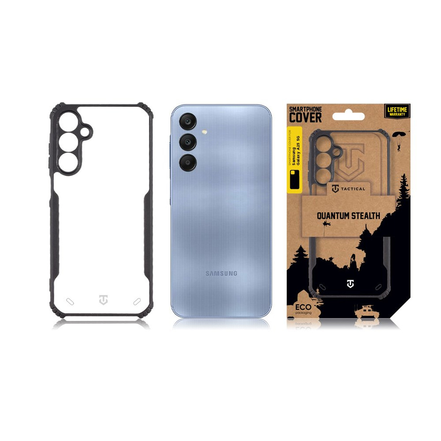 Tactical Quantum Stealth Maciņš priekš Samsung Galaxy A25 5G Caurspīdīgs/Melns