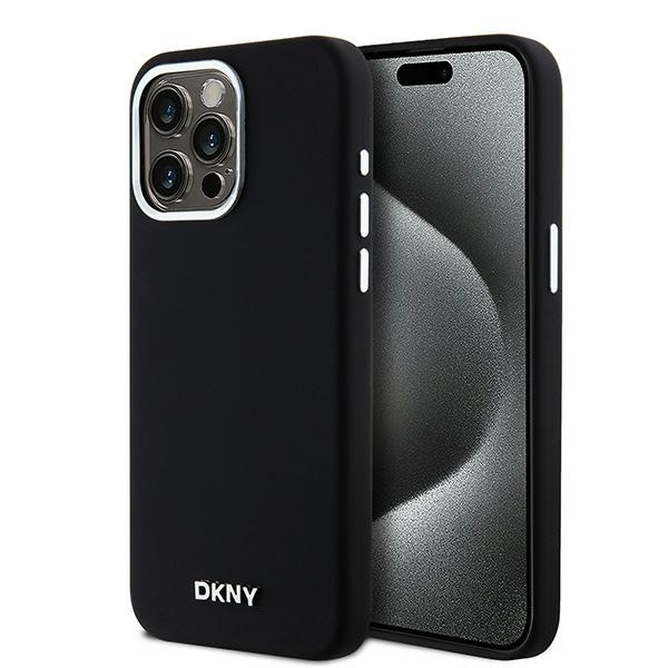 DKNY DKHMP15XSMCHLK iPhone 15 Pro Max6.7" melns maciņš Liquid Silicone Small Metal Logo MagSafe