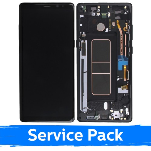 LCD Displejs Saderīgs ar Samsung N950 Note 8 Ar Frame / Midnight Melns / (Service Pack)
