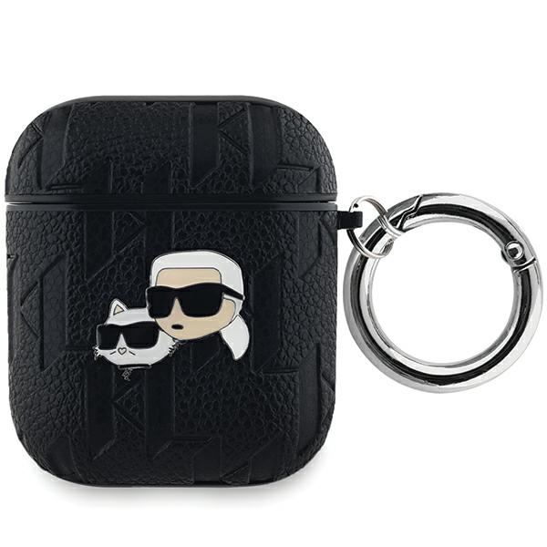 Karl Lagerfeld KLA2PGKCPK AirPods 1/2 maciņš melns Monogram Karl & Choupette Head