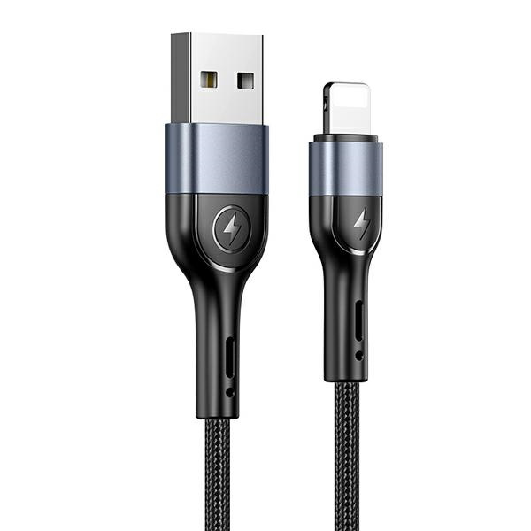 USAMS Pīts kabelis U55 2A lightning melns 1m SJ448USB01 (US-SJ448)