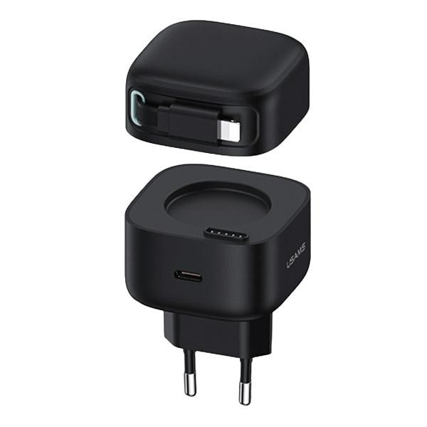 USAMS Tīkla lādētājs 1xUSB-C ar satīšanas Lightning kabeli PD+QC 35W Gan Fast Charging melns XMF Series CC209TC01 (US-CC209)