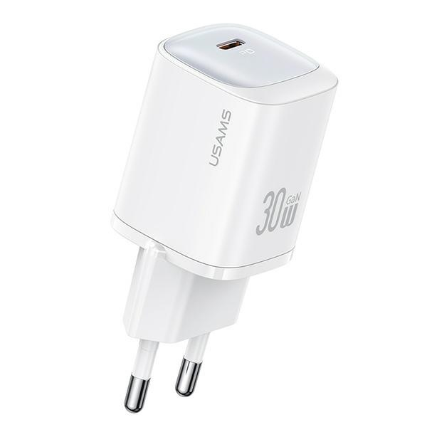 USAMS Tīkla lādētājs CC251 30W GaN USB-C Fast Charging HC Series balts CC251TC02