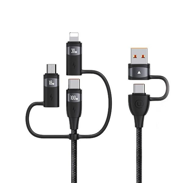 USAMS Kabelis U85 2xUSB-C/USB/Micro-USB/ Lightning 6w1 1,2m 100W PD Fast Charge melns SJ645USB01 (US-SJ645)