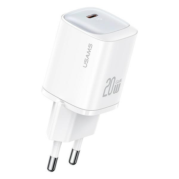 USAMS Tīkla lādētājs CC248 20W GaN USB-C Fast Charging HC Series balts CC248TC02