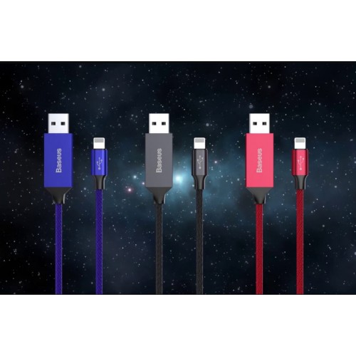 USB Kabelis Baseus "Artistic Striped" Sarkans "Lightning" 500cm / up to 2A