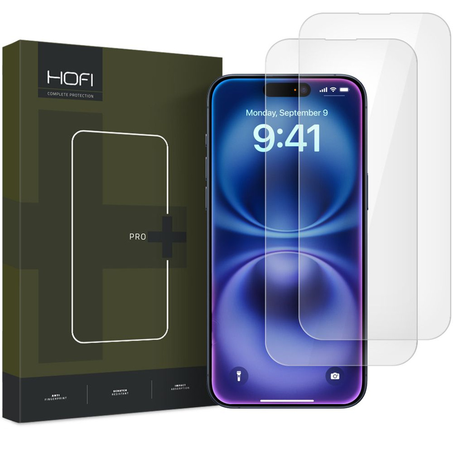 RŪDĪTS STIKLS HOFI GLASS PRO+ 2-PACK IPHONE 16 CAURSPĪDĪGS
