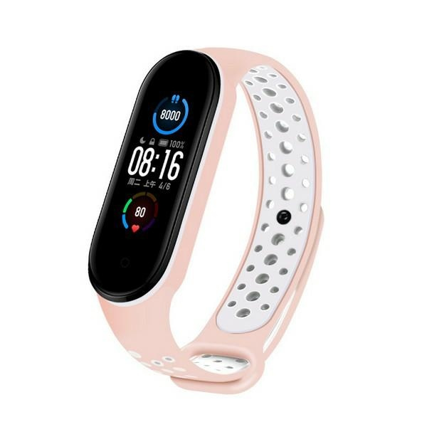 Beline siksniņa Design Mi Band 7/6/5 rozā-balts /rozā-balts